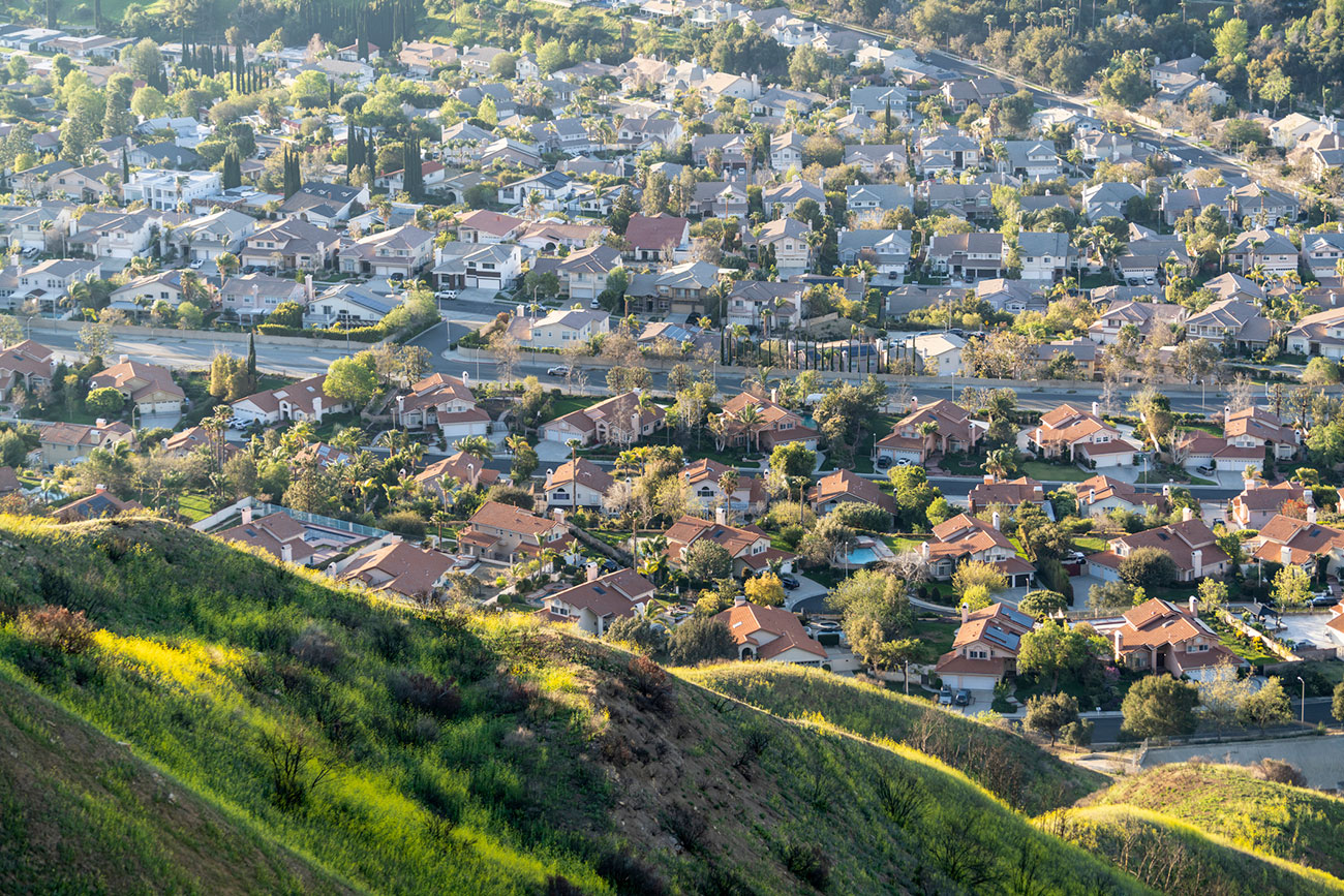 Granada Hills neighborhood aerial view